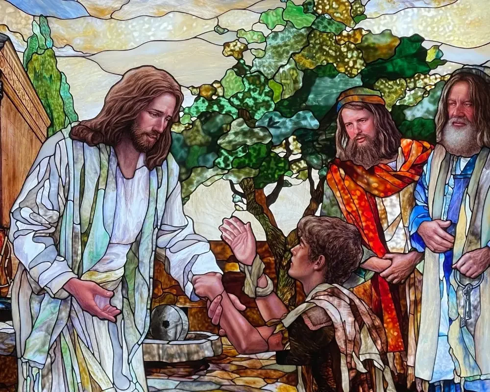 Jesus Christ - Believe in Him Stained Glass Exhibit Washington DC Temple Visitors' Center