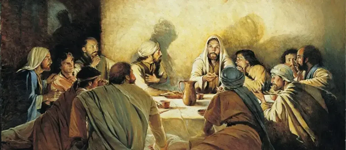 Christ and His disciples during the Last Supper oil painting on canvas.